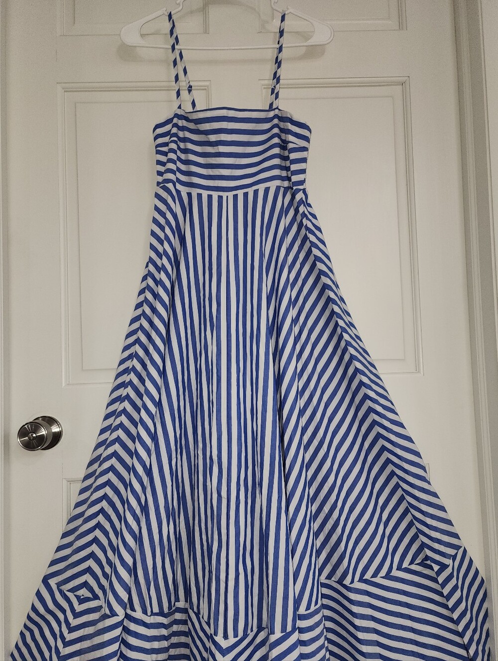 Olivaceous Blue and White Striped "Ruby Tide" Maxi  Sundress Medium